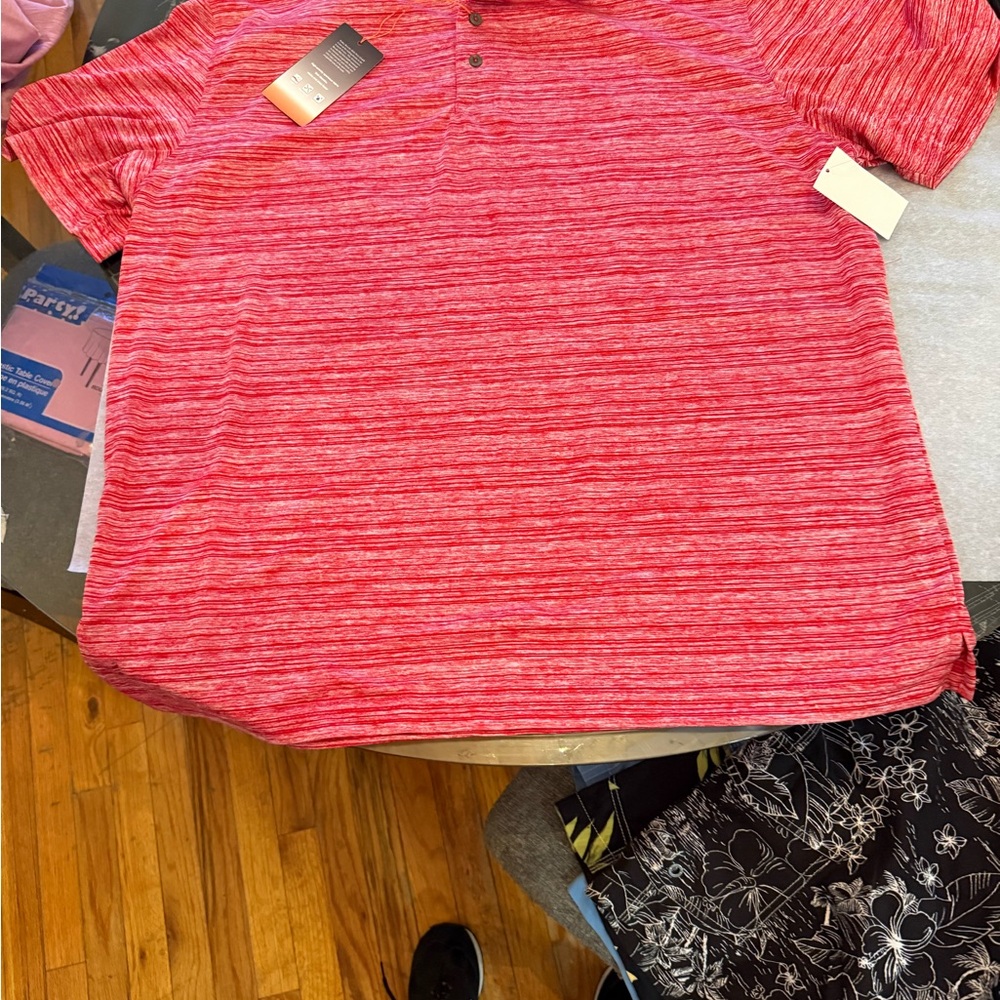 Beverly Hills Polo Club Heathered Red Short-Sleeve Polo